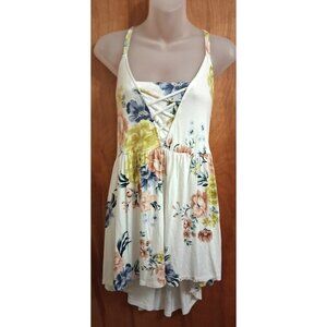 Torrid Georgette White Lace Inset Floral Strappy Cami Adjustable Straps Size 0 L